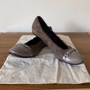 AGL Taupe/Pewter/Silver Flats Size 39.5UK/9US